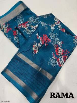 Rama Fancy Sequins Crape Silk Saree
