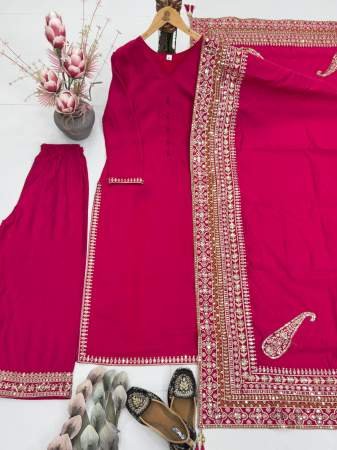Elegant Pink Ethnic Kurta Palazzo Set