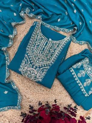 Rama New Arrival Chinon Silk Three Piece Suits For Wedding