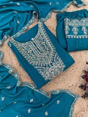 Rama New Arrival Chinon Silk Three Piece Suits For Wedding