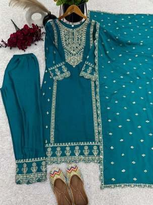 Rama New Arrival Chinon Silk Three Piece Suits For Wedding