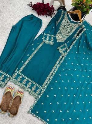Rama New Arrival Chinon Silk Three Piece Suits For Wedding