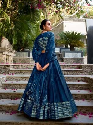 Rama Pure Chanderi With Zari Weaving Work Border Lehenga Choli