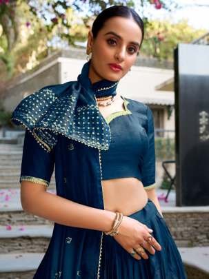 Rama Pure Chanderi With Zari Weaving Work Border Lehenga Choli