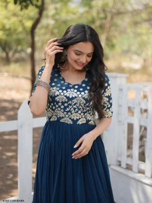 Rama Readymade Designer Embroidery Zari Work Gown