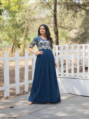 Rama Readymade Designer Embroidery Zari Work Gown