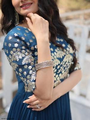 Rama Readymade Designer Embroidery Zari Work Gown