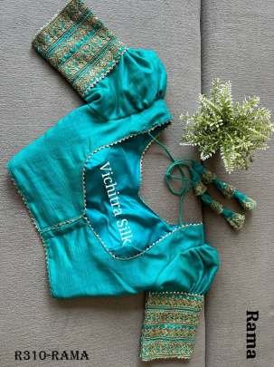 Rama Readymade Vichitra Silk Blouse With Puff And Gota Less