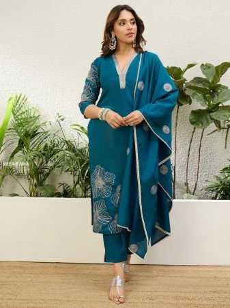 Rama Roman Silk Three Piece Kurti Pant Set