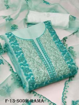 Rama Sequense Work Organza Dress Material