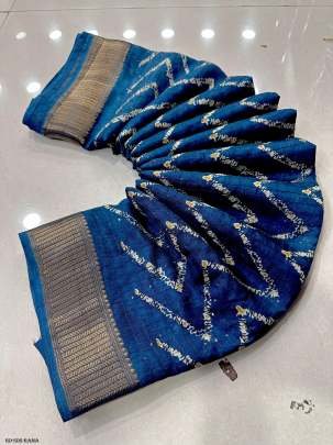 Rama Sequins Work Dola Silk Saree