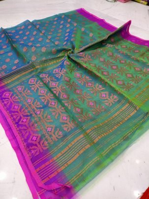 Rama Soft Pure Maslin Dhakai Jamdani Saree