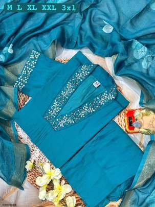 Rama Superb Hand Work Pure Muslin Kurti Set