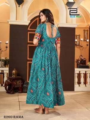 Rama Traditional Navratri Anarkali Gown With  Gamthi Work