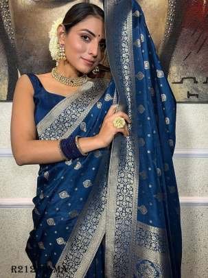 Rama Wedding Pure Copper Zari Banarasi Soft Silk Saree