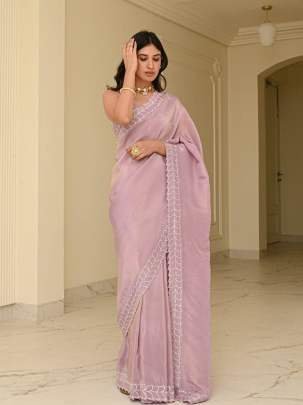 Rangoli  Silk Embellished Lavender Saree With Sequin Work