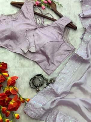 Rangoli  Silk Embellished Lavender Saree With Sequin Work