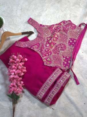 Rangoli Silk Rani Pink Embroidered Border Saree