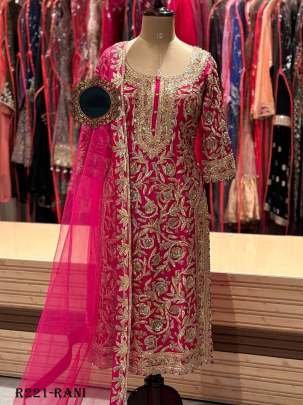 Rani Beautiful Wedding Embroidered Georgette Suits Set