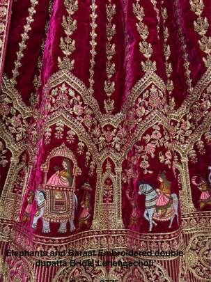 Rani Bollywood Bridal Velvet Lehenga Choli With Beautiful Neck Work