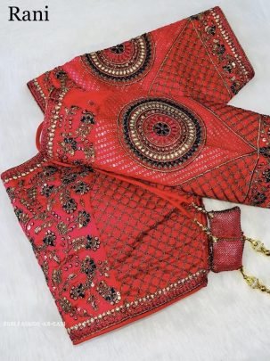 Rani Color Copper Jari Heavy Embroidery Milan Silk  designer Ready made Blouse