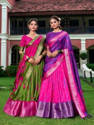 Rani Color Dola Silk Shibori Printed Lehenga Choli