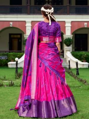 Rani Color Dola Silk Shibori Printed Lehenga Choli