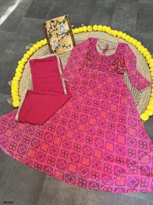 Rani Digital Printed Bandhani Georgette Gown