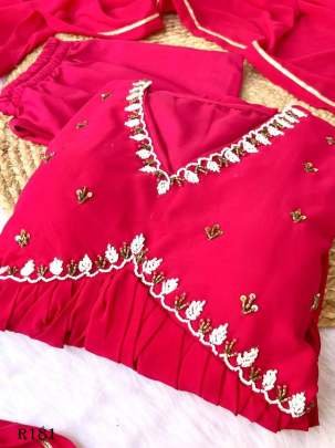 Rani Party Wear Aliya Cut Georgette Kurtis With Dupatta And Pant