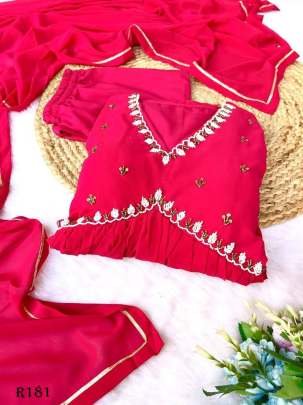 Rani Party Wear Aliya Cut Georgette Kurtis With Dupatta And Pant