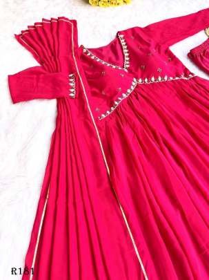 Rani Party Wear Aliya Cut Georgette Kurtis With Dupatta And Pant