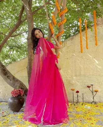 Rani Pink Colour Embroidery Work Lehenga Choli With Dupatta