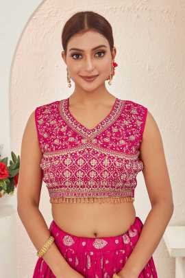 Rani Pink Dola Silk Embroidered Readymade Lehenga Choli
