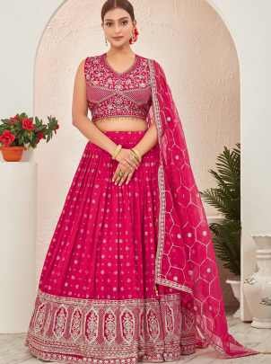 Rani Pink Embroidered Readymade Lehenga Choli