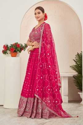 Rani Pink Embroidered Readymade Lehenga Choli