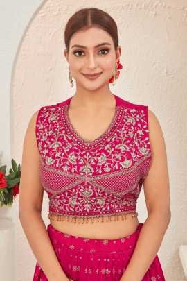 Rani Pink Embroidered Readymade Lehenga Choli