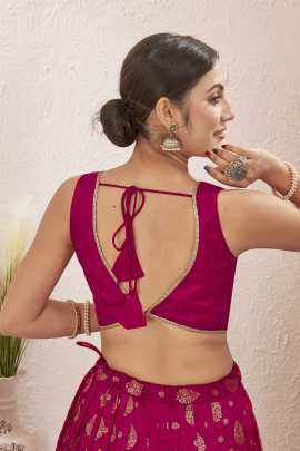 Rani Pink Jacquard Dola Silk Lehenga Choli Set for Engagement