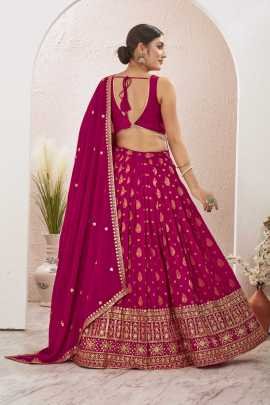 Rani Pink Jacquard Dola Silk Lehenga Choli Set for Engagement