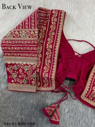 Rani Pink Long Sleeve Heavy Embroidery Bridal Work Blouse
