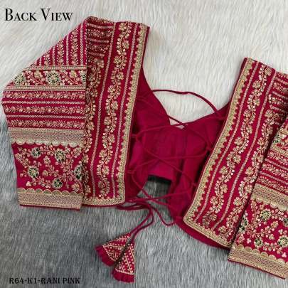 Rani Pink Long Sleeve Heavy Embroidery Bridal Work Blouse