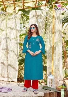 Rarelily Brand Ovi Exclusive Embroidery Work Straight Kurtis