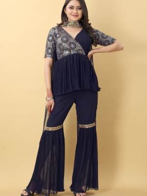 Ravishing Royal Rich Sharara Set With Pleated Top