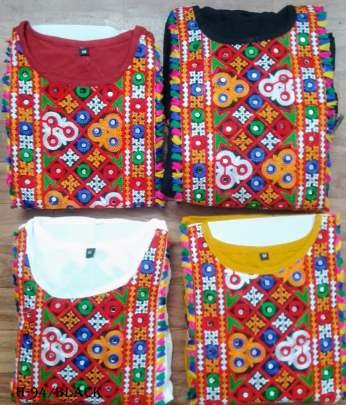 Rayon Anarkali Black Color Kurtis with Gamthi Work