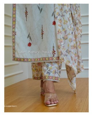 Rayon cotton printed lace work with and latkan kurti pant set