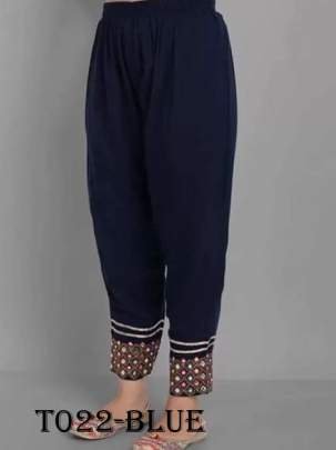 Rayon Embroidery Blue Kurti Pant Set With Dupatta