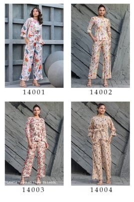 Ready Made Digital Printed Cotton Co Ord Set in Off White color