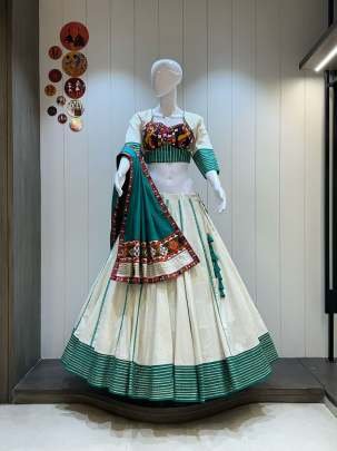 Ready Made Gamthi Work Chaniya Choli For Women