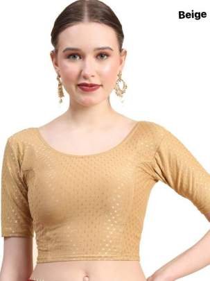Ready To Wear Cotton Lycra Beige Stretchable Blouse