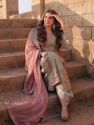 Ready To Wear Embroidery Sequence Work Georgette Sharara Suits