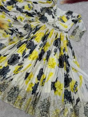 Ready To Wear Wedding Alia Cut Chinon Silk Gown Dupatta Set